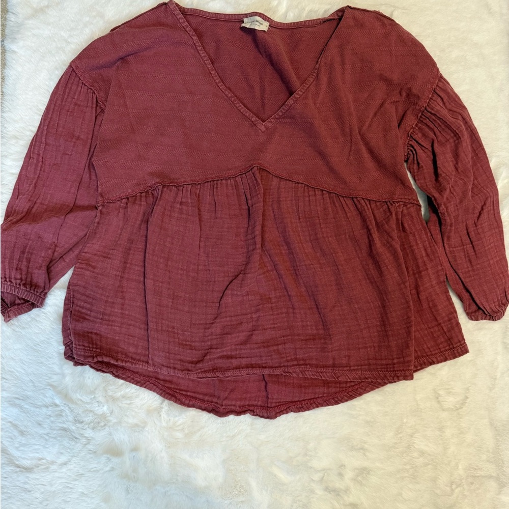 Lucky Brand Dusty Rose V-Neck Blouse